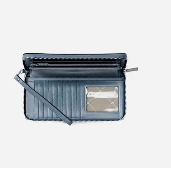 New Michael Kors Jet Set Large Travel Continental Wallet Leather Cornflower - Picture 2 of 4